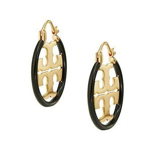 Tory Burch Miller Enamel Small Hoop Earrings (NWT)